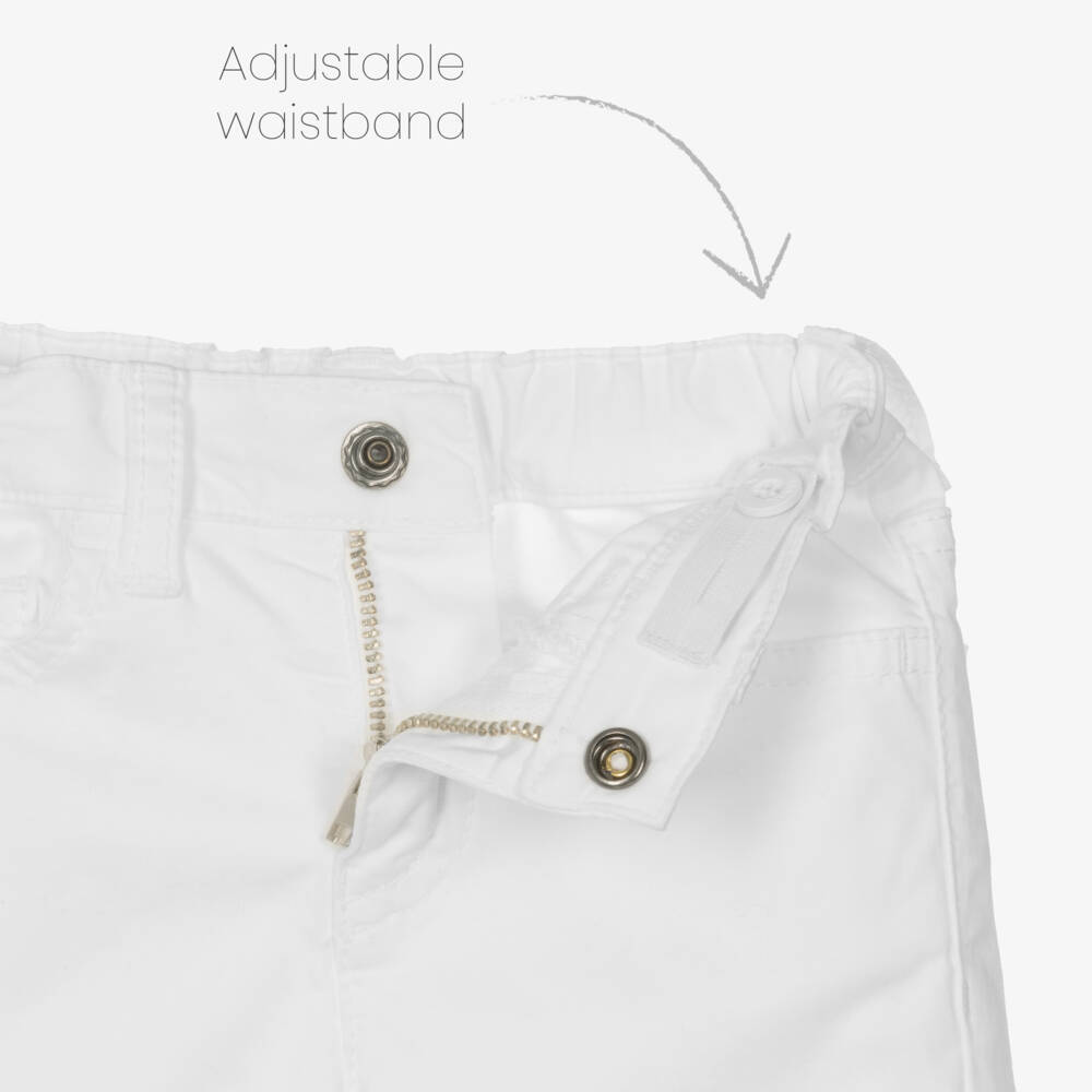 Emporio Armani-Baby Boys White Cotton Twill Shorts | Childrensalon Outlet