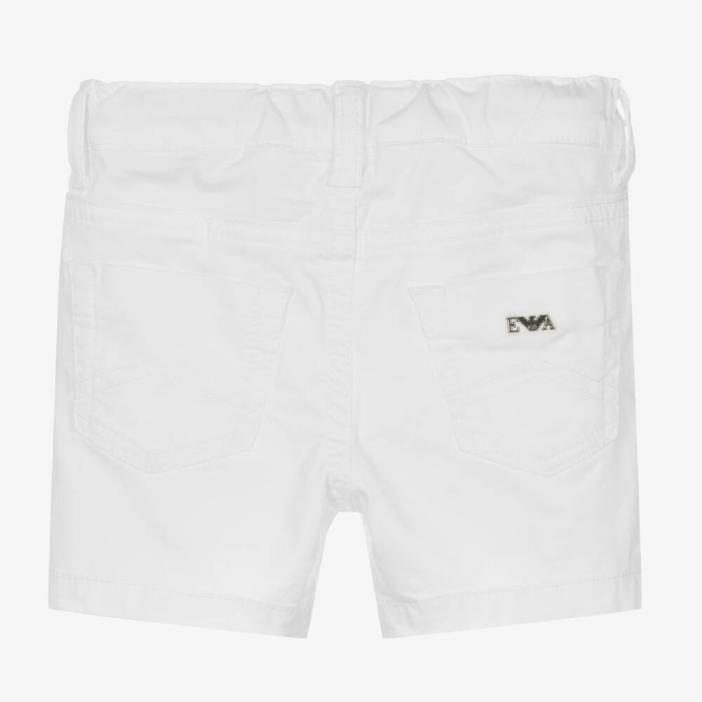 Emporio Armani-Baby Boys White Cotton Twill Shorts | Childrensalon Outlet