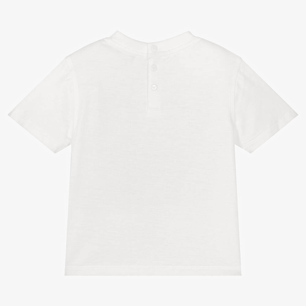 Emporio Armani-Baby Boys White Embroidered Logo T-Shirt | Childrensalon Outlet