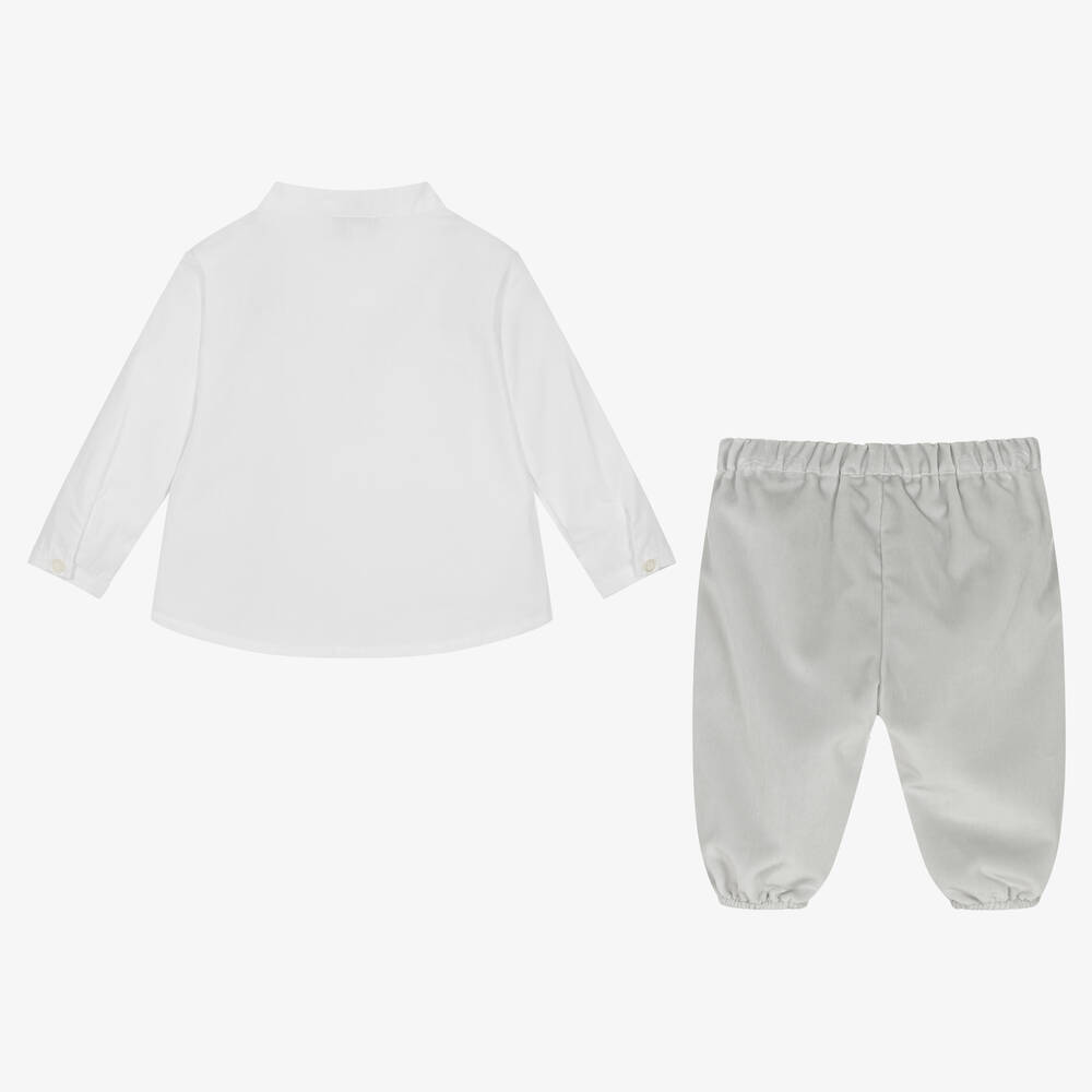 Emporio Armani-Baby Boys White & Grey Trouser Set | Childrensalon Outlet