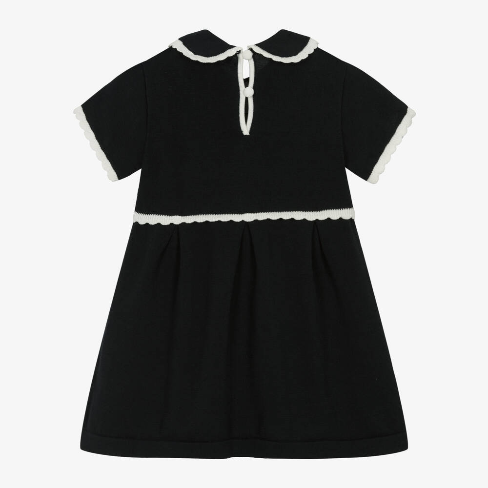Emporio Armani-Baby Girls Blue Cotton Knit Dress | Childrensalon Outlet