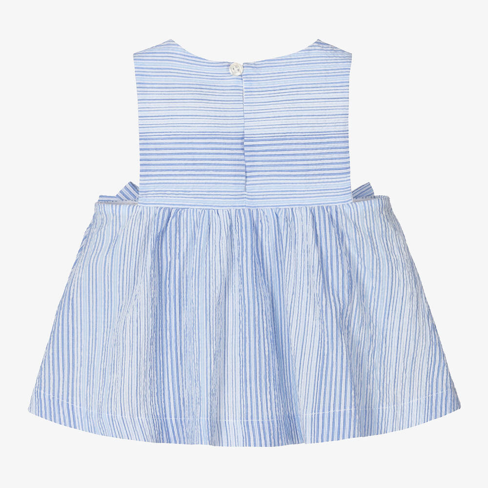 Emporio Armani-Голубое хлопковое платье в полоску | Childrensalon Outlet