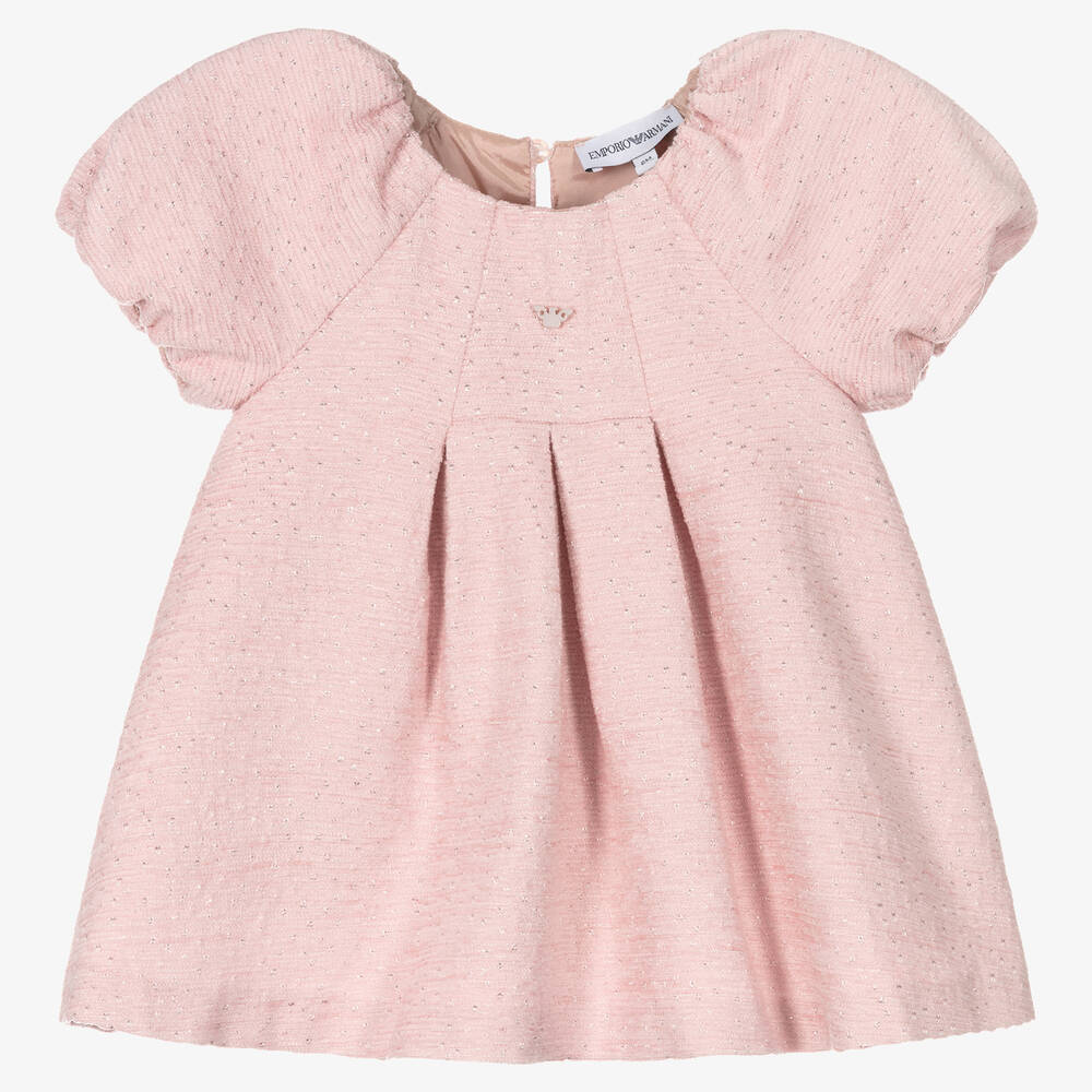 Emporio Armani - Rosa Baby-Chenille-Glitzerkleid (M) | Childrensalon