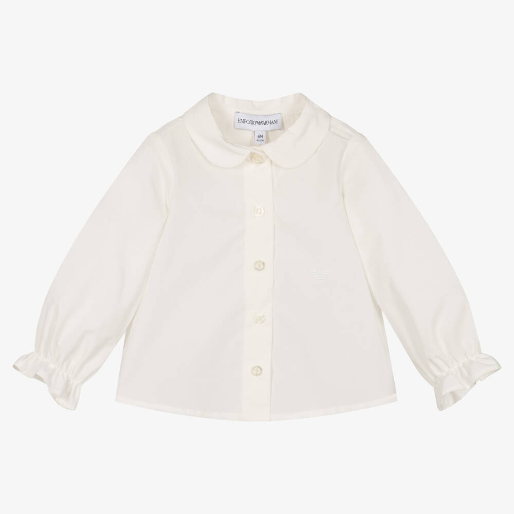 Emporio Armani - Кремовая хлопковая блузка для малышек | Childrensalon