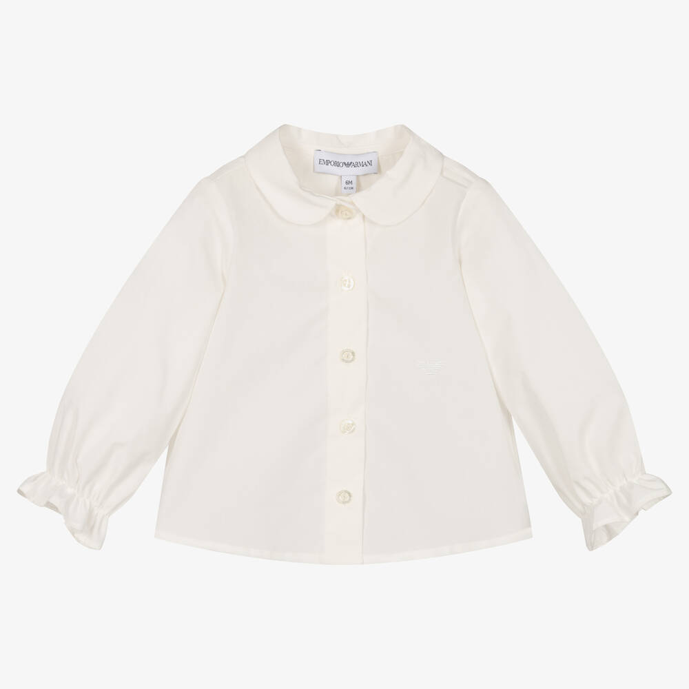 Emporio Armani-Baby Girls Ivory Cotton Blouse | Childrensalon Outlet