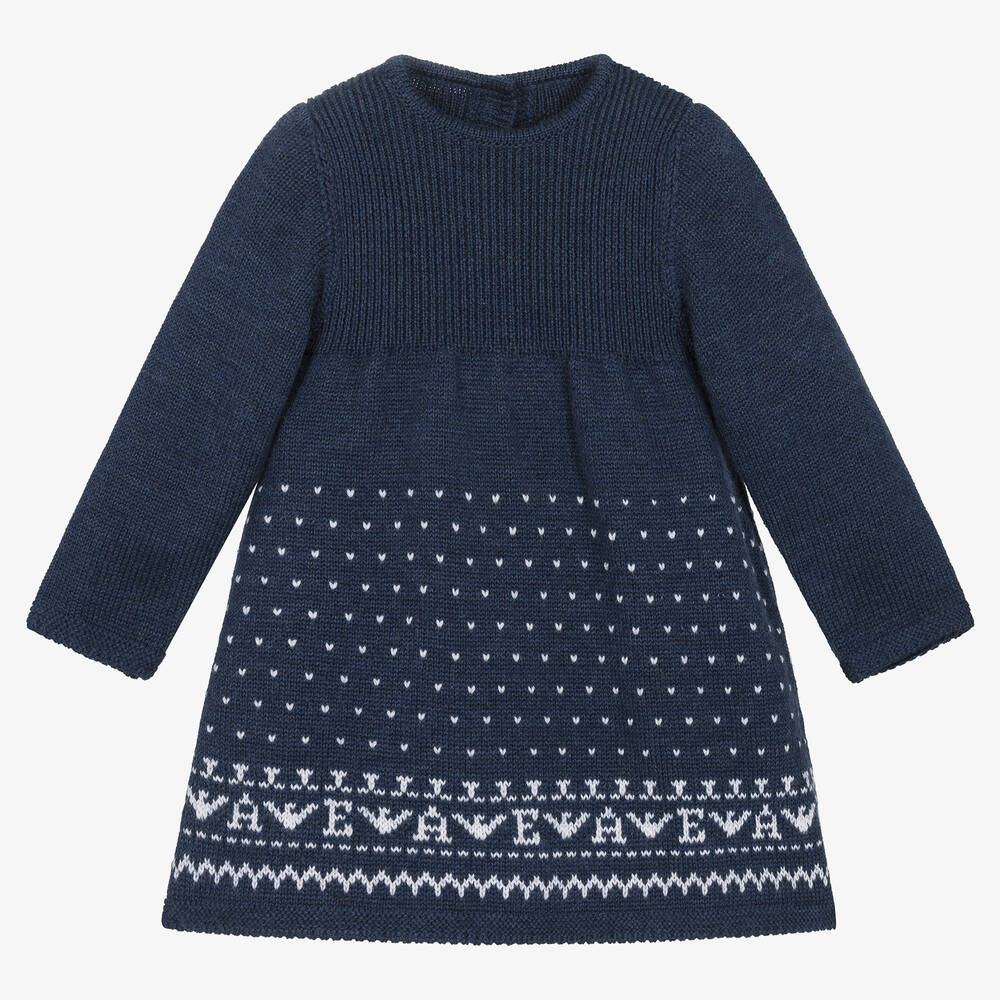 Emporio Armani - Robe bleu marine en maille bébé | Childrensalon