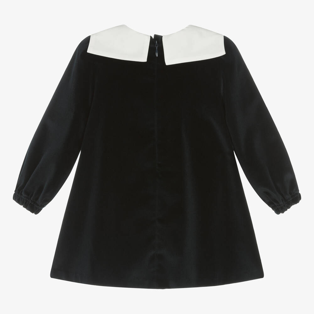 Emporio Armani-Baby Girls Navy Blue Velvet Dress | Childrensalon Outlet