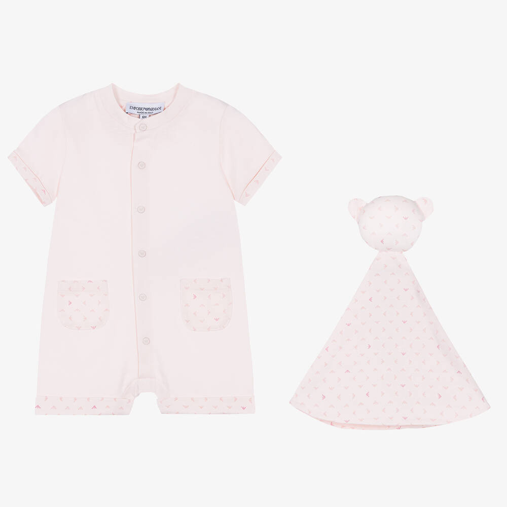 Emporio Armani - Ensemble barboteuse rose pâle | Childrensalon