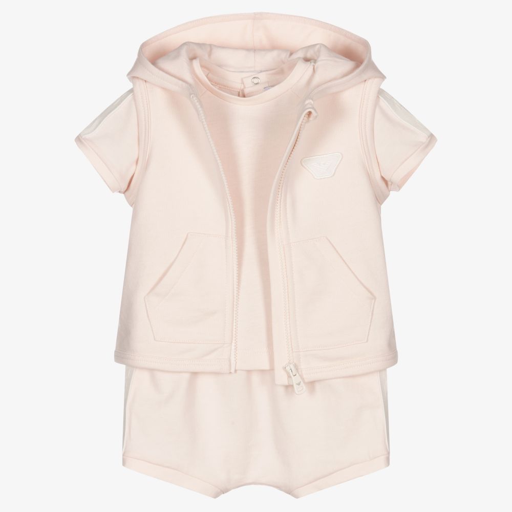 Emporio Armani - Комплект с розовыми шортами для малышек | Childrensalon