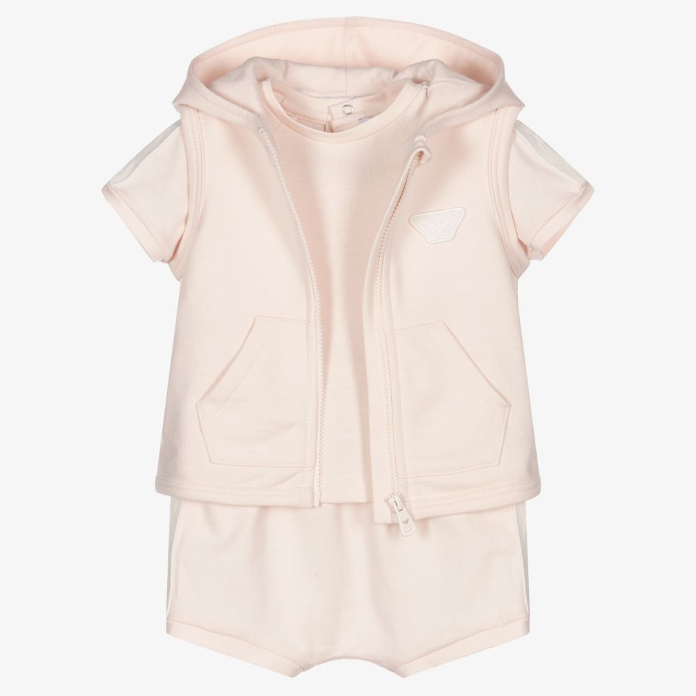 Emporio Armani - Baby Girls Pale Pink Shorts Set | Childrensalon