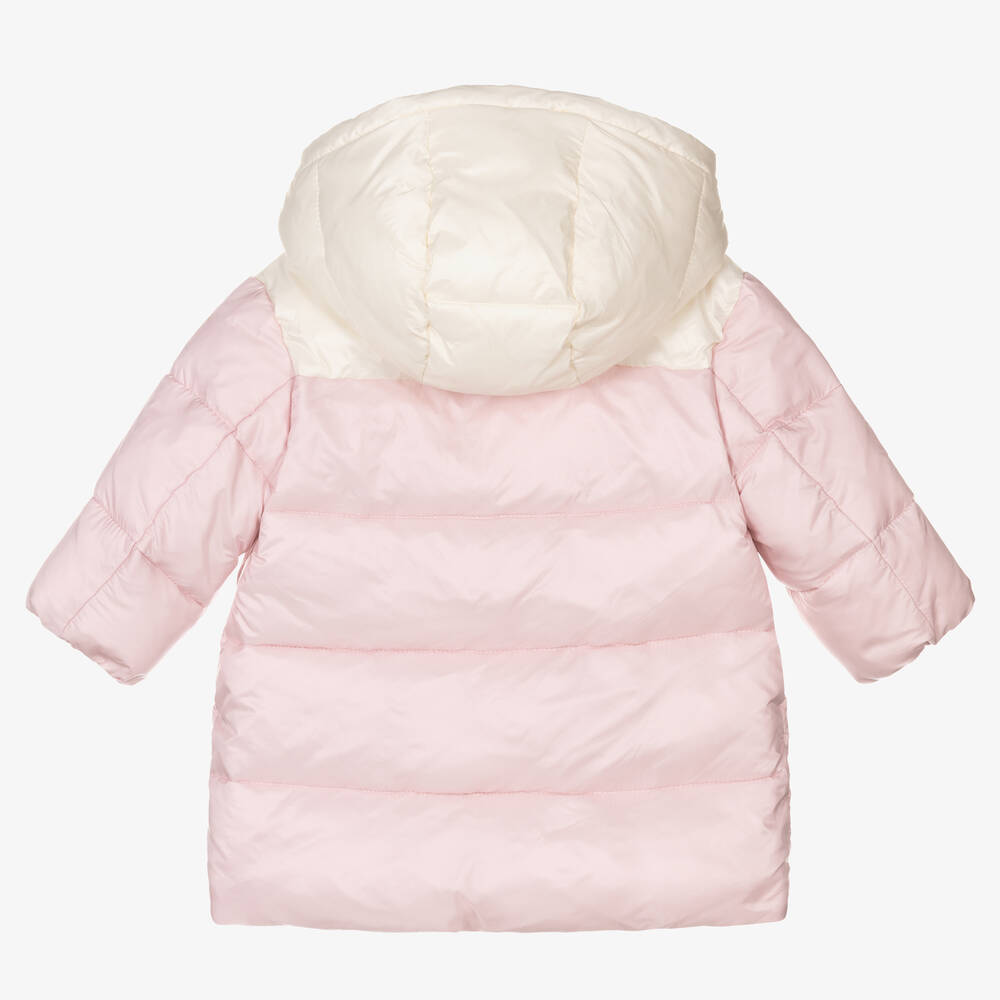 Emporio Armani Baby Girls Pink Colourblock Puffer Coat