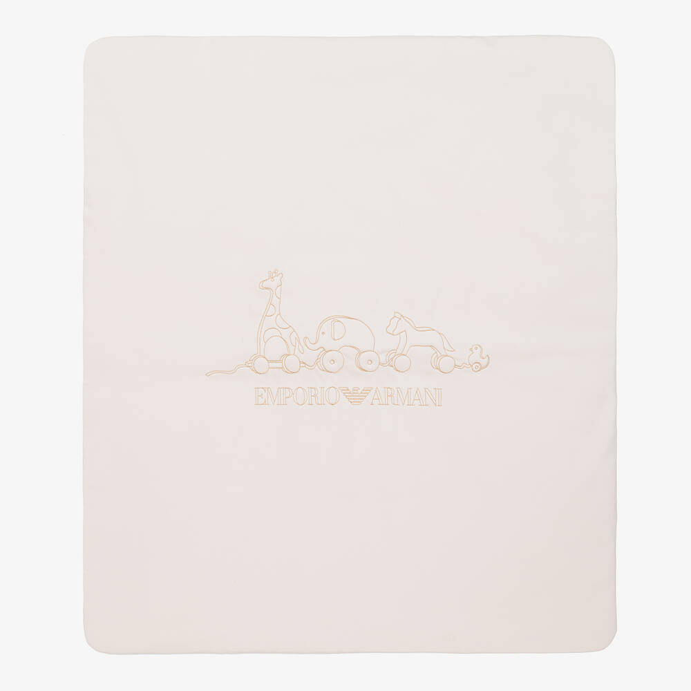 Emporio Armani - Couverture rose en coton bébé fille 75 cm | Childrensalon