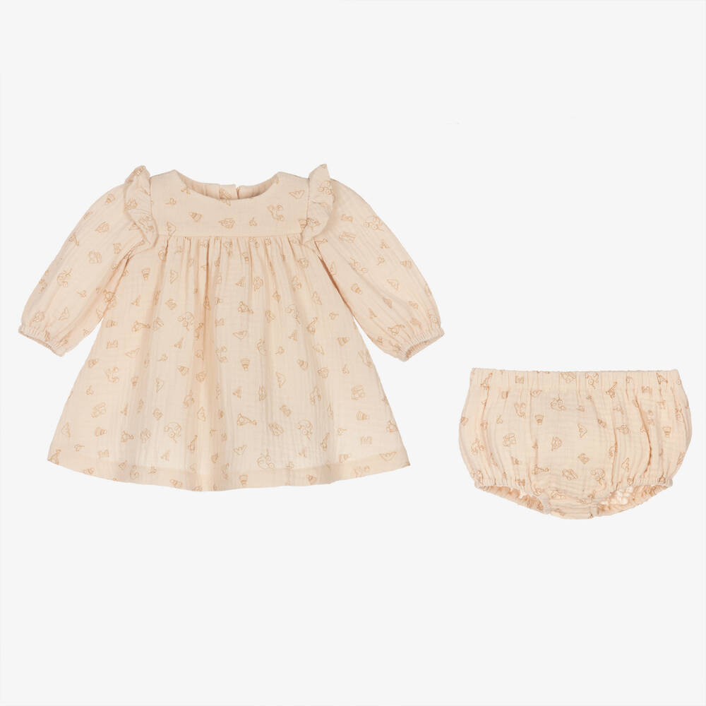 Emporio Armani-Baby Girls Pink Cotton Dress | Childrensalon Outlet