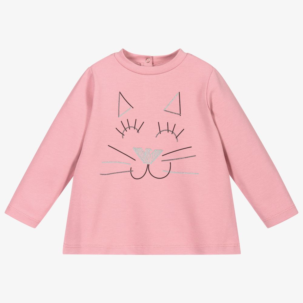 Emporio Armani - Baby Girls Pink Logo Cat Top | Childrensalon