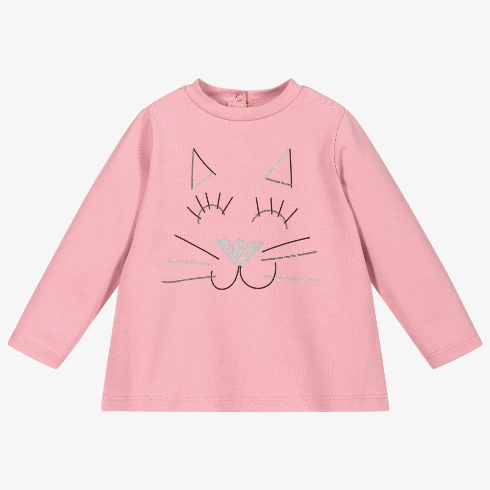 Emporio Armani - Haut rose Chat Bébé fille | Childrensalon