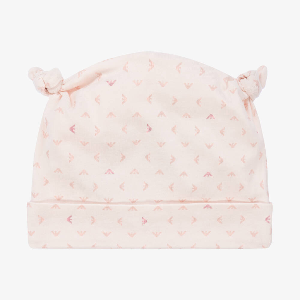 Emporio Armani-Розовая шапочка с принтом-монограммой | Childrensalon Outlet