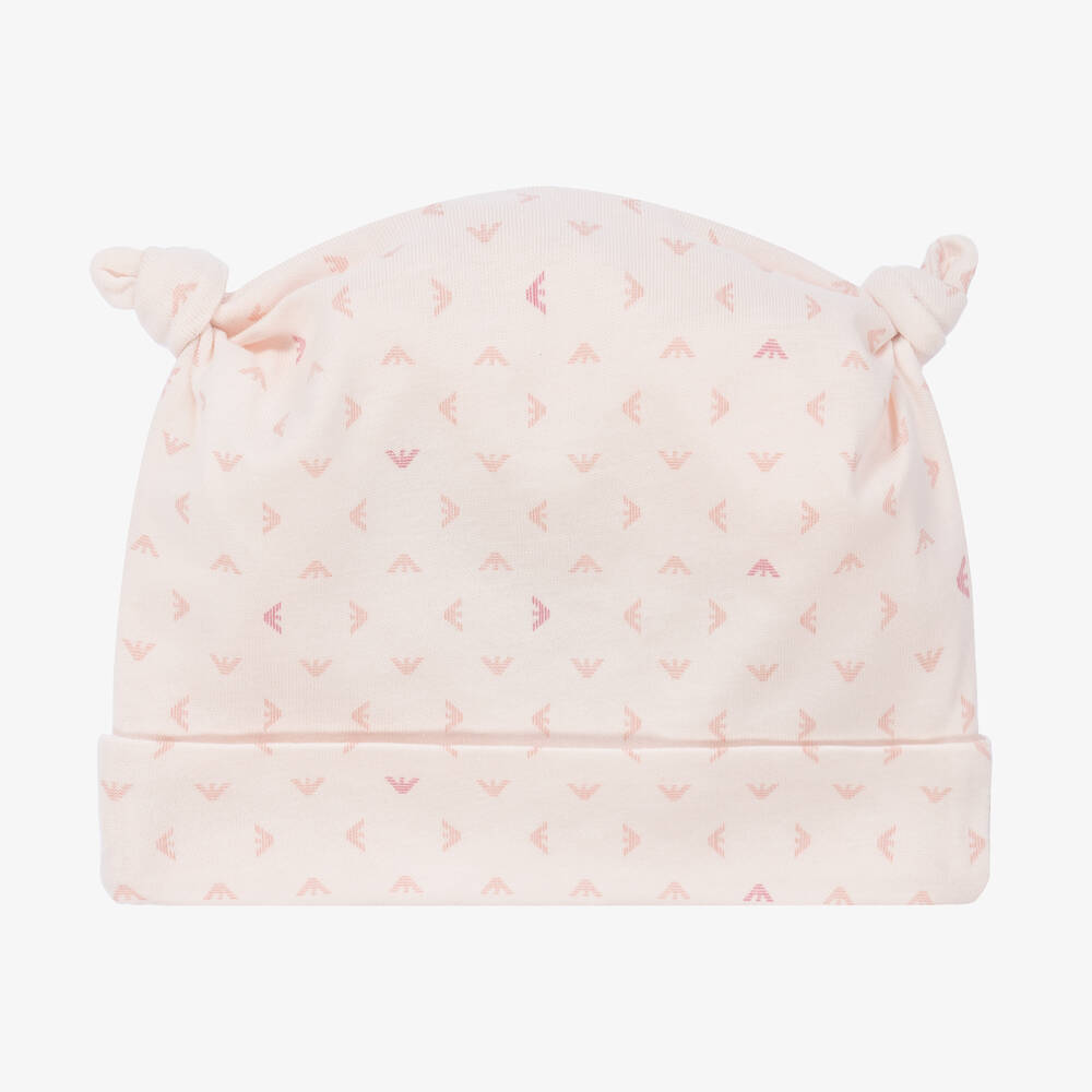 Emporio Armani - Bonnet rose à monogrammes bébé | Childrensalon