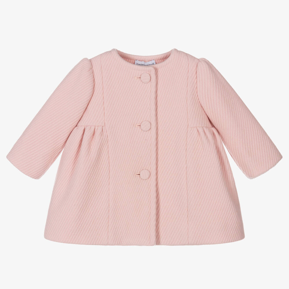 Emporio Armani - Manteau rose en laine bébé | Childrensalon