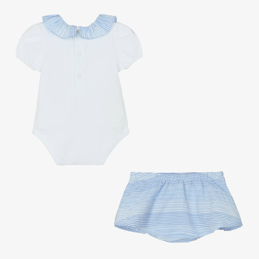 Emporio Armani-Белое боди и голубая юбка из хлопка | Childrensalon Outlet