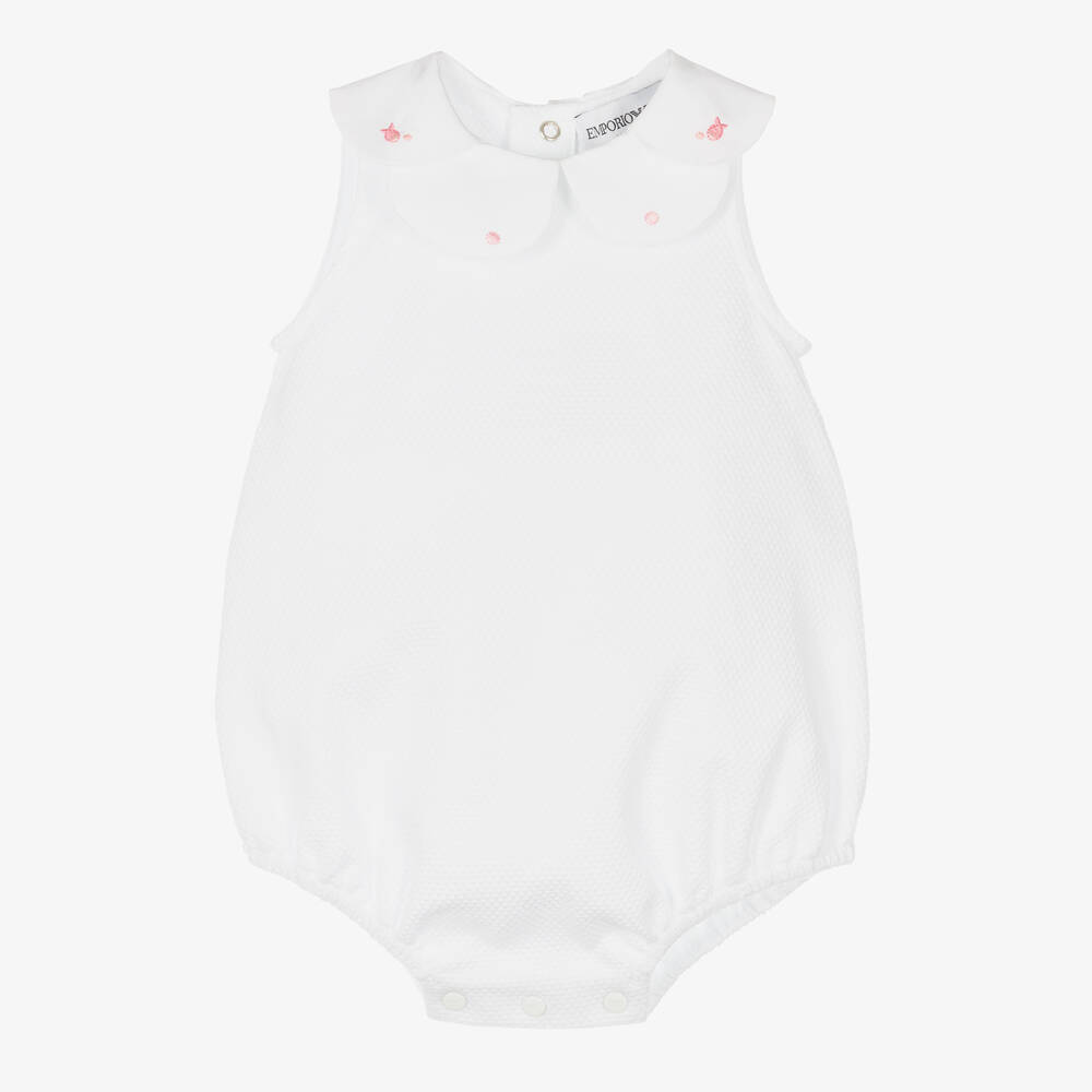 Emporio Armani-Белый хлопковый песочник | Childrensalon Outlet