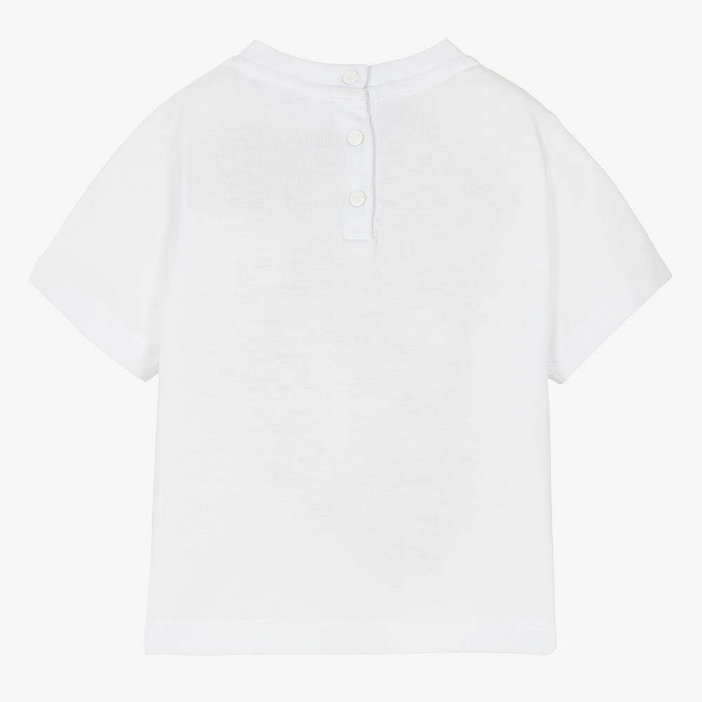 Emporio Armani-Белая футболка с логотипом из стразов | Childrensalon Outlet