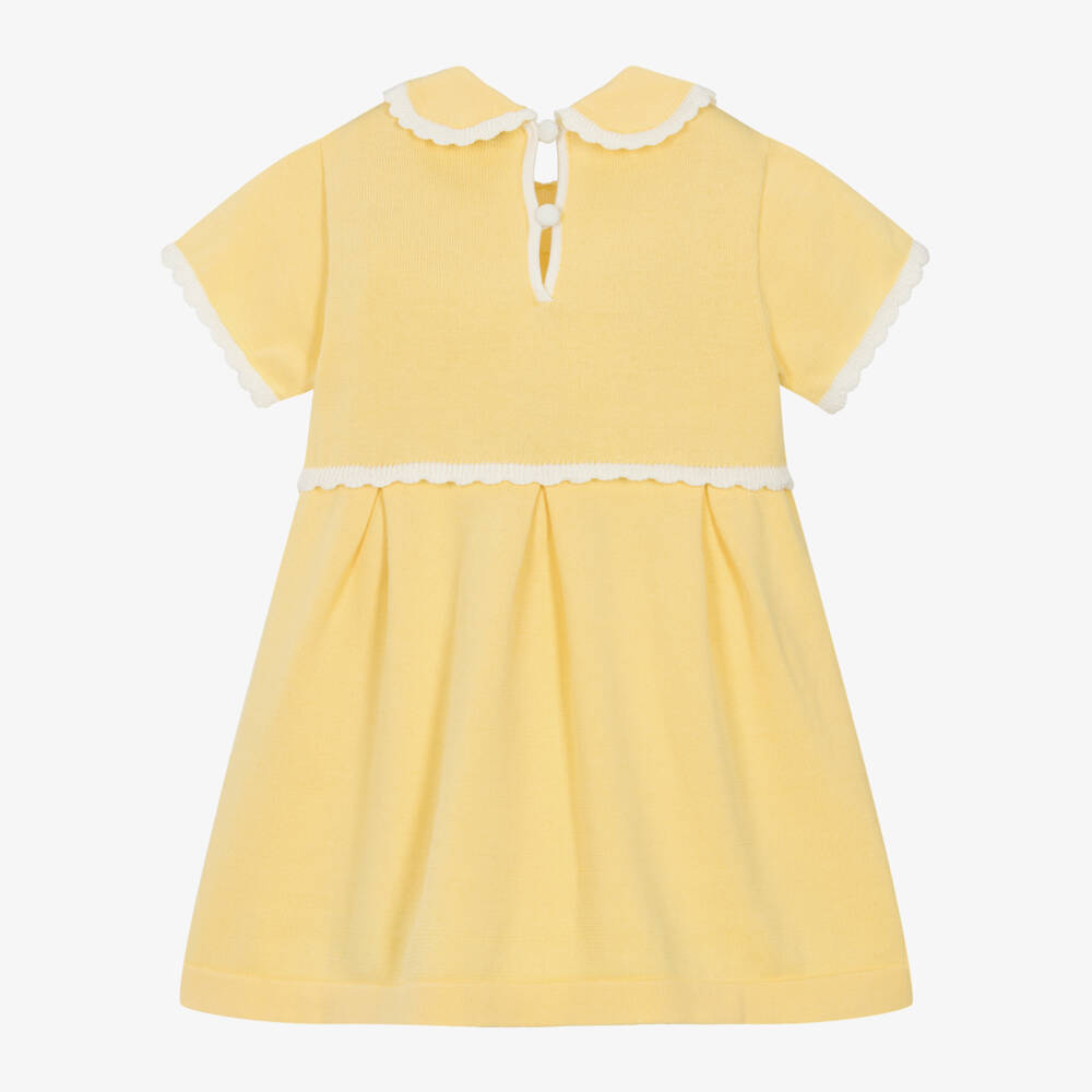 Emporio Armani-Baby Girls Yellow Cotton Knit Dress | Childrensalon Outlet