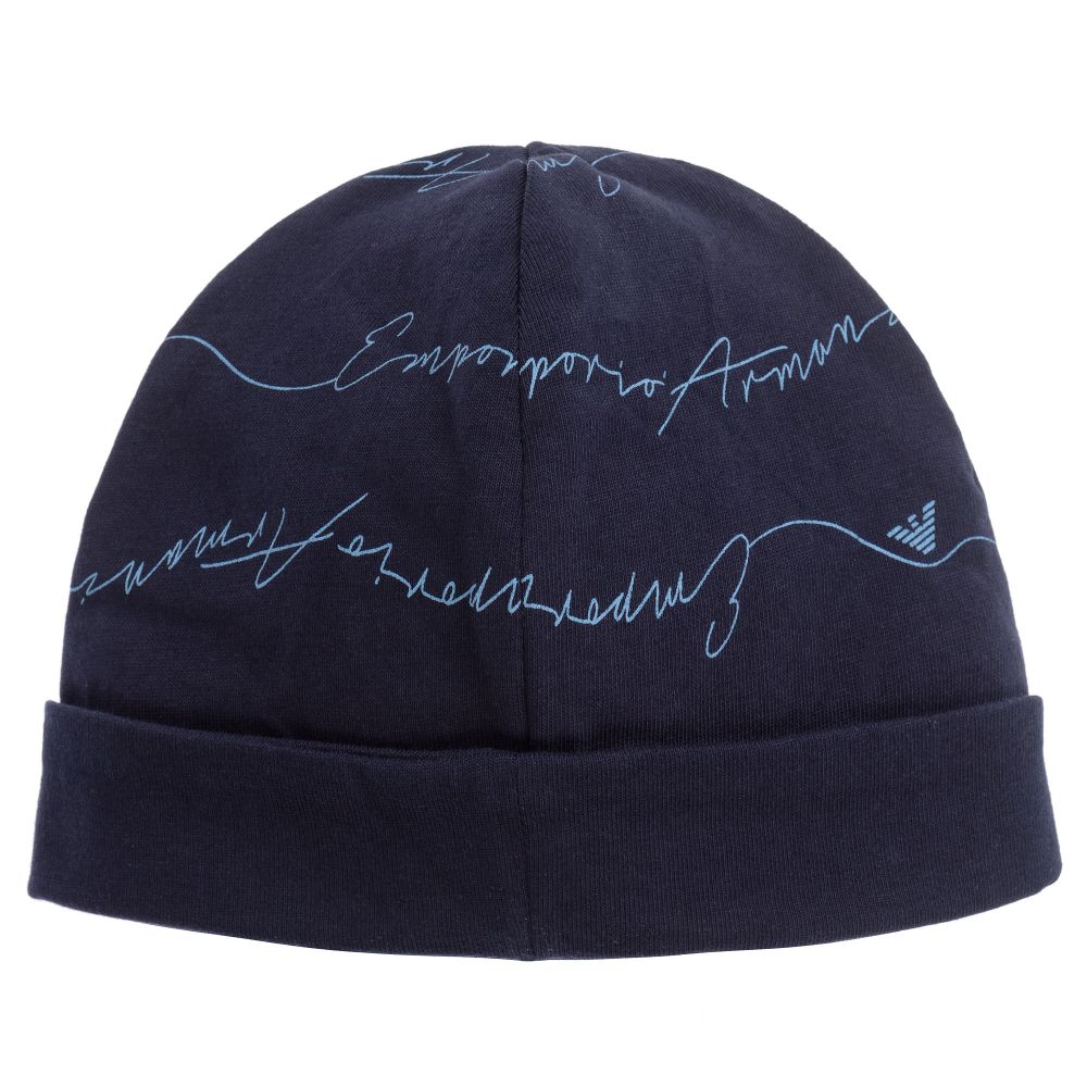 Emporio Armani-Темно-синяя шапка с логотипом для малышей | Childrensalon Outlet