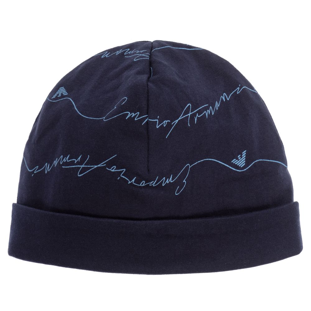 Emporio Armani - Bonnet bleu marine à logo Bébé | Childrensalon