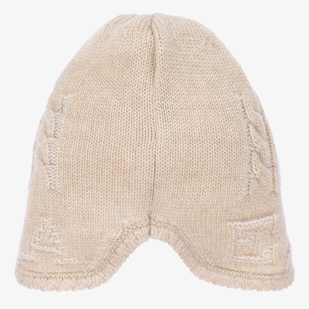 Emporio Armani-Beige Knitted Wool Baby Hat | Childrensalon Outlet