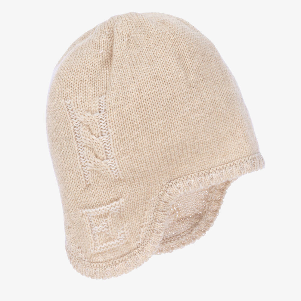 Emporio Armani - Beige Wollstrickmütze für Babys | Childrensalon