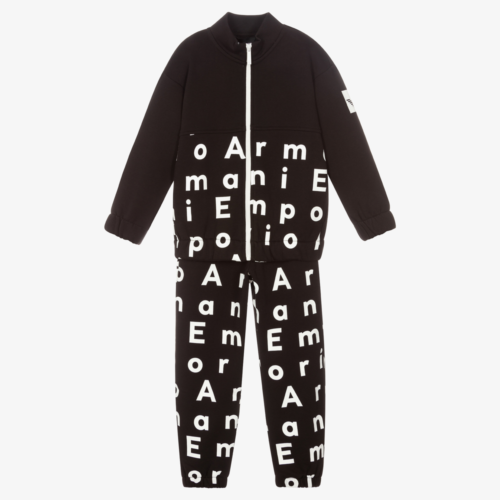 Emporio Armani - Survêtement noir en coton | Childrensalon