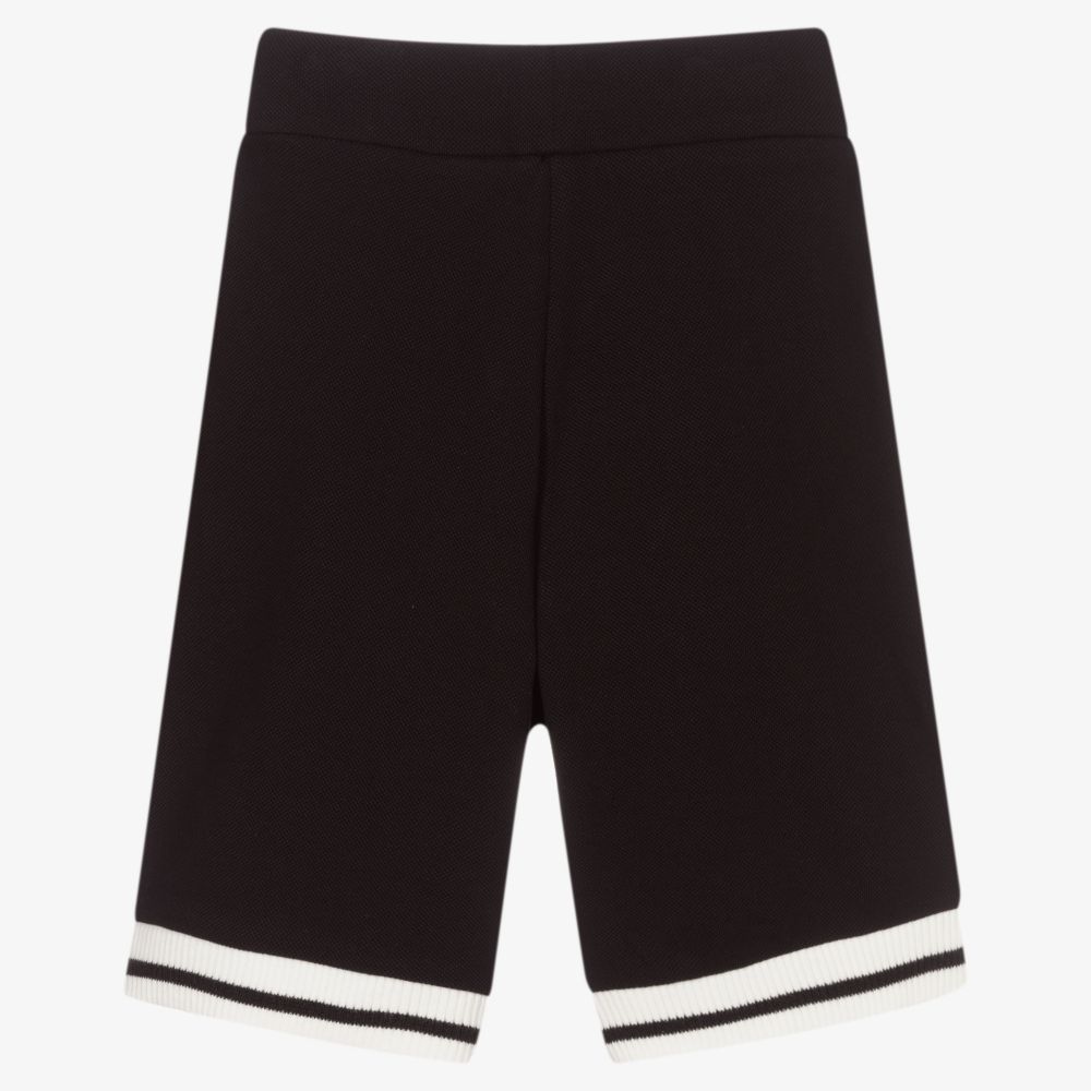 إEmporio Armani-شورت قطن بيكيه لون أسود للأولاد | Childrensalon Outlet