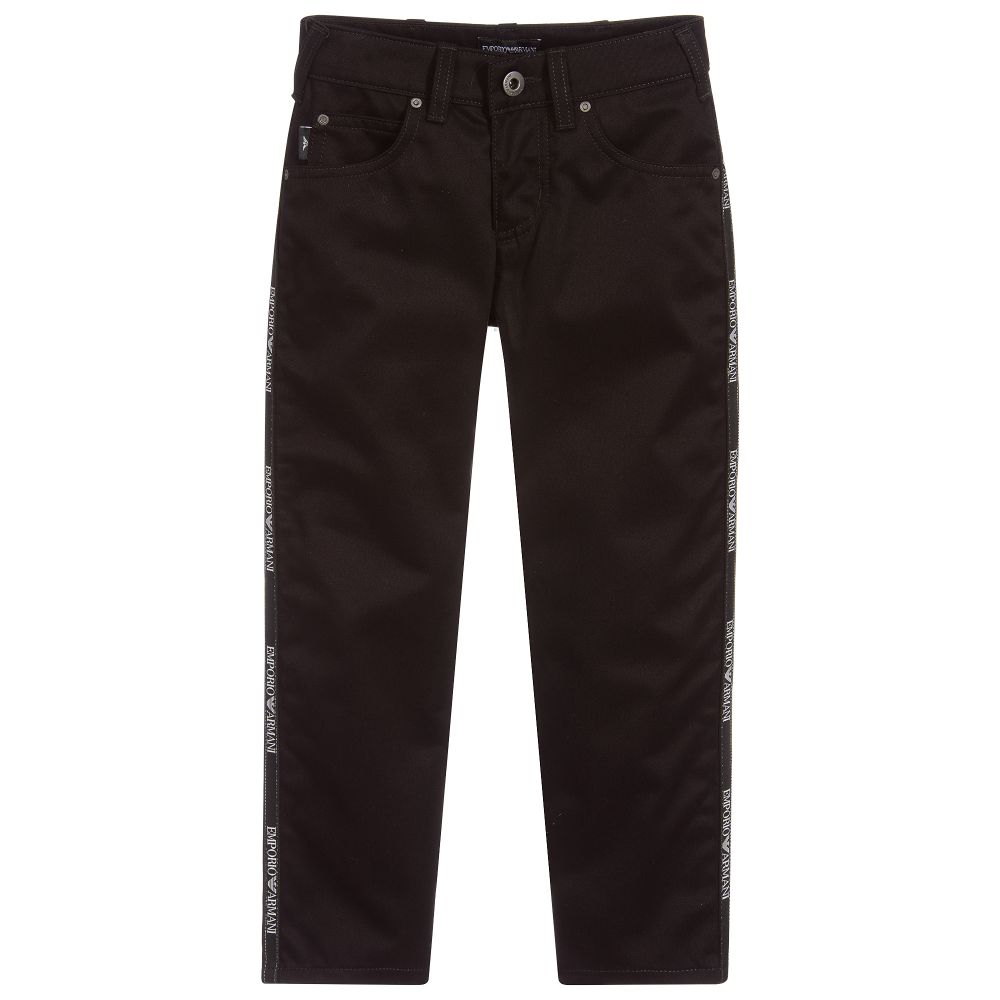 Emporio Armani Black Denim Logo Jeans Childrensalon Outlet