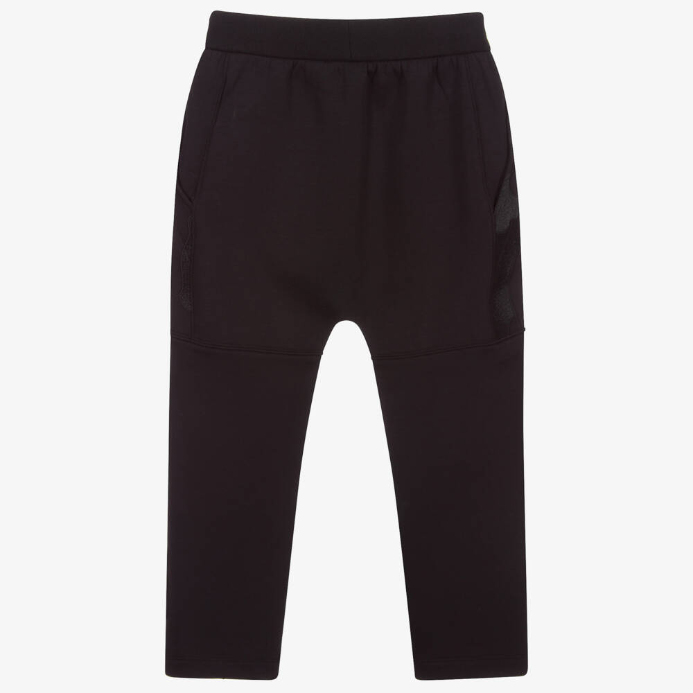 Emporio Armani-جوغرز مزيج فيسكوز جيرسي مطرز لون أسود للأولاد | Childrensalon Outlet