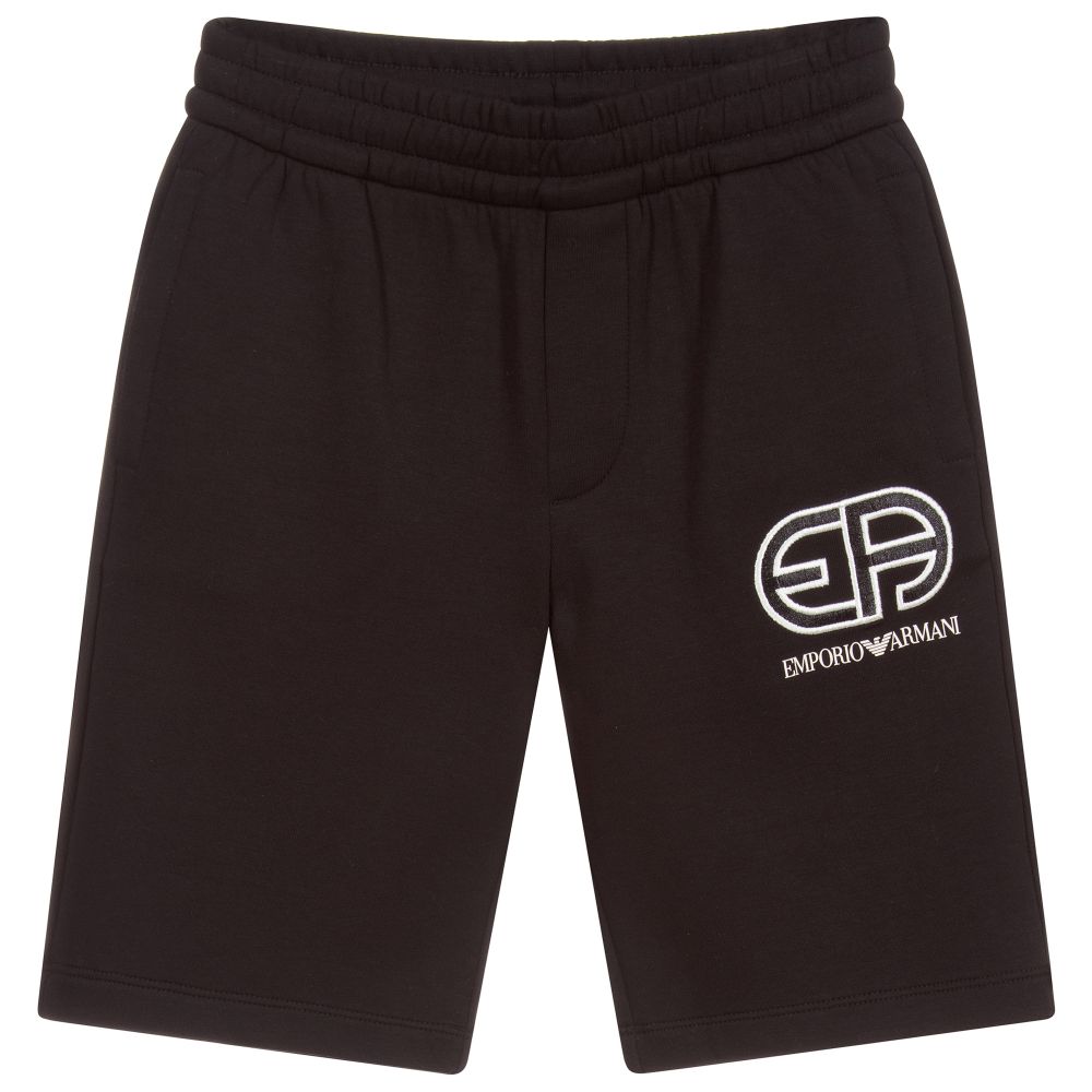 Emporio Armani - Black Jersey Logo Shorts | Childrensalon