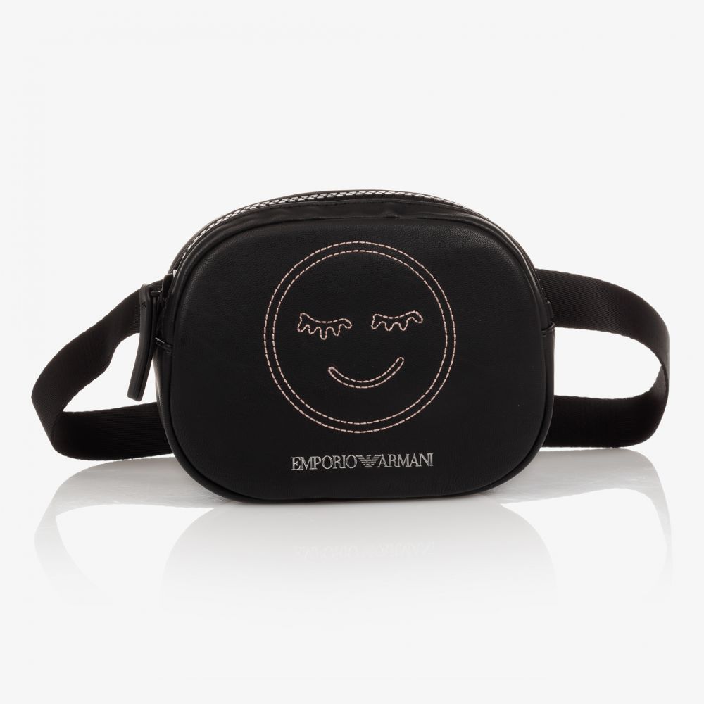 Emporio Armani - حقيبة حزام جلد صناعي لون أسود للبنات (15 سم) | Childrensalon