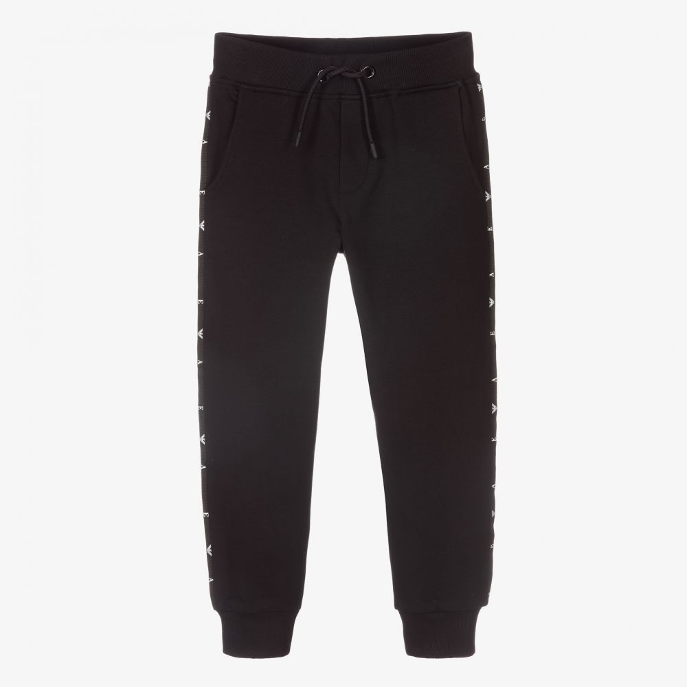 Emporio Armani - Jogging noir à bandes | Childrensalon