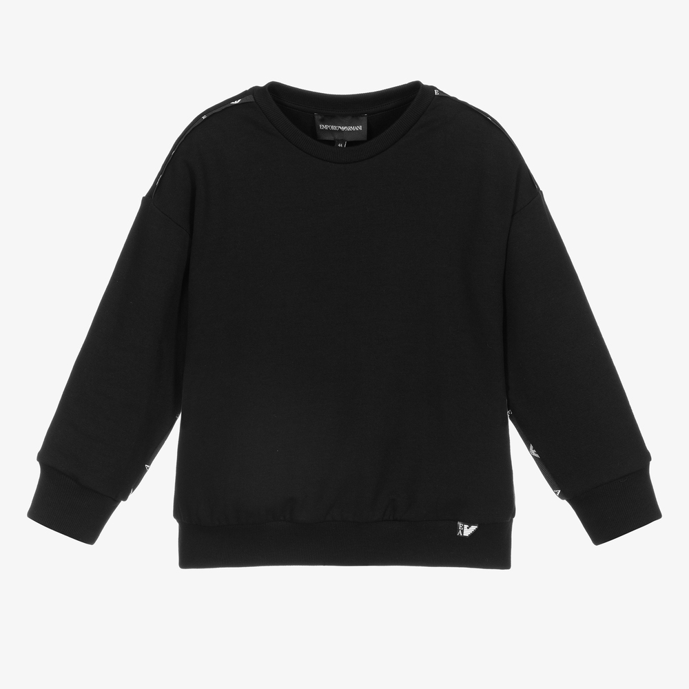 Emporio Armani - Schwarzes Sweatshirt mit Streifen | Childrensalon