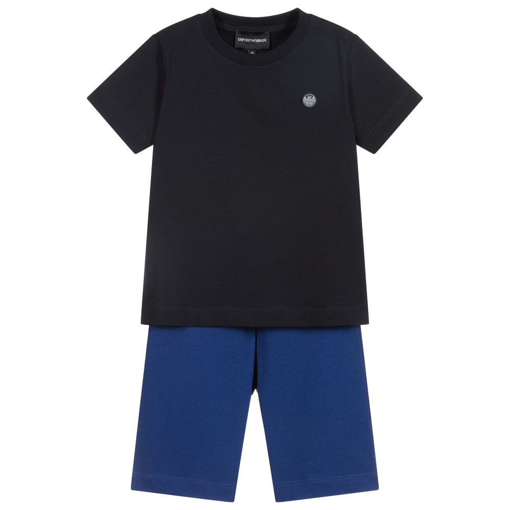 Emporio Armani - Черная футболка и синие шорты | Childrensalon