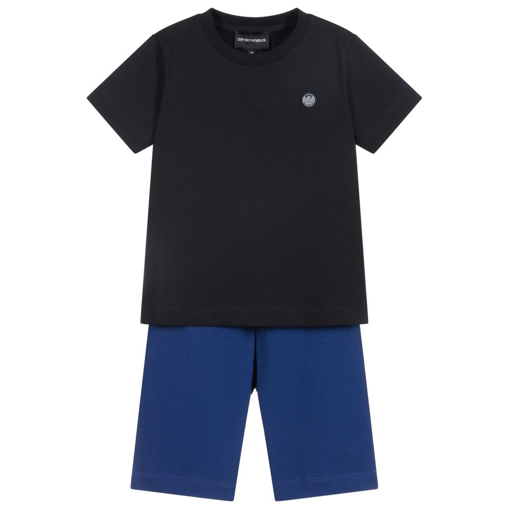 Emporio Armani Black Royal Blue Shorts Set Childrensalon Outlet