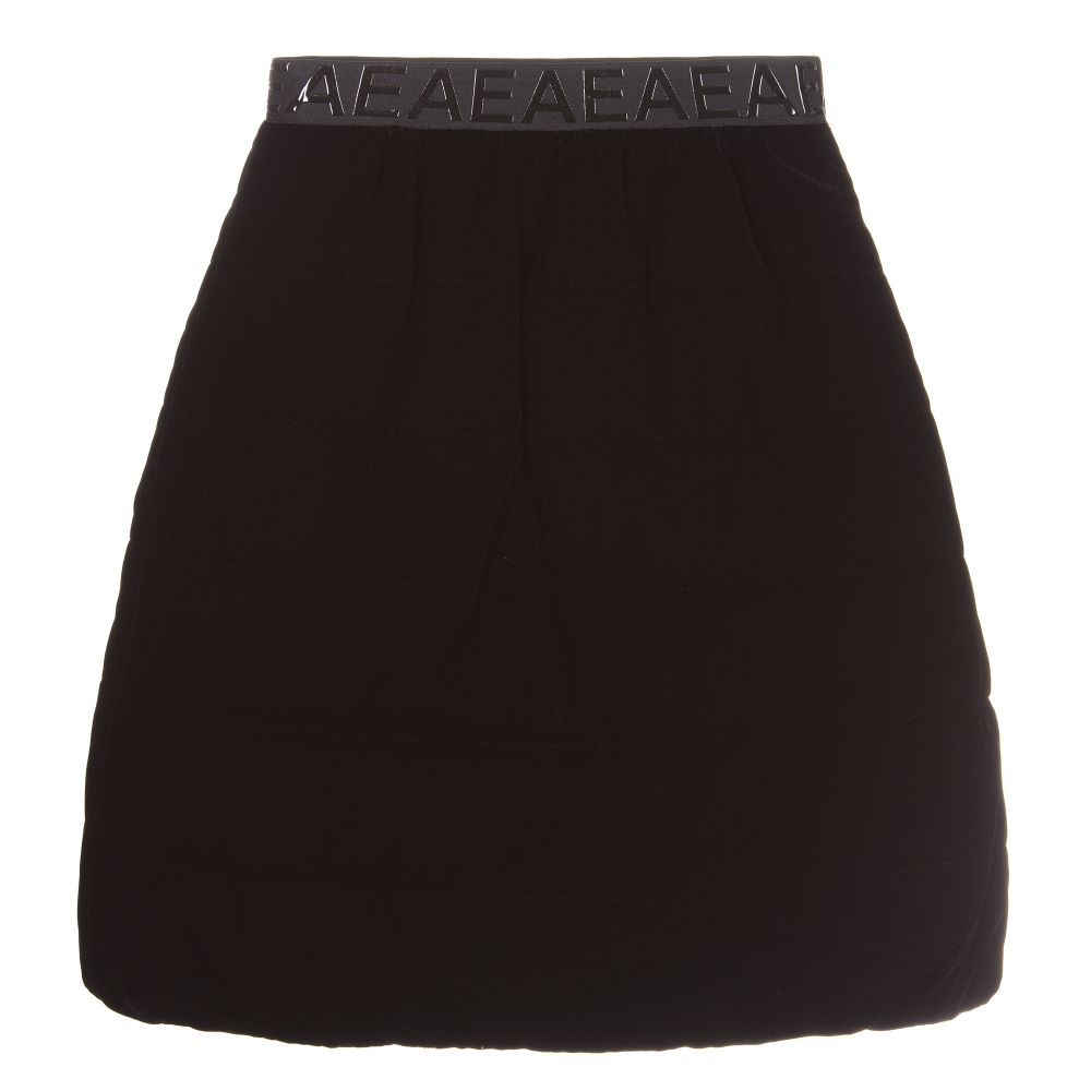 Emporio Armani - Black Velvet Puffer Skirt | Childrensalon