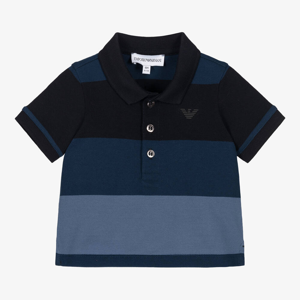 Emporio Armani - Blue Cotton Baby Polo Shirt | Childrensalon