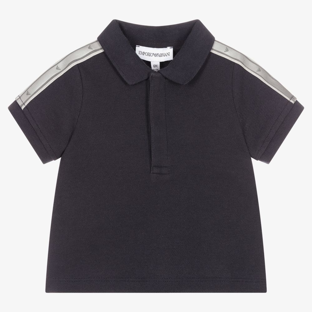 Emporio Armani - Blue Cotton Baby Polo Shirt | Childrensalon