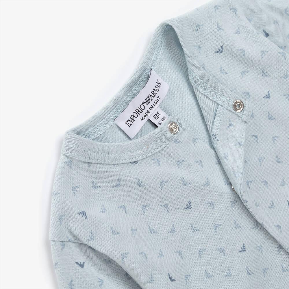 Emporio Armani-Голубой комплект с комбинезоном из хлопка | Childrensalon Outlet
