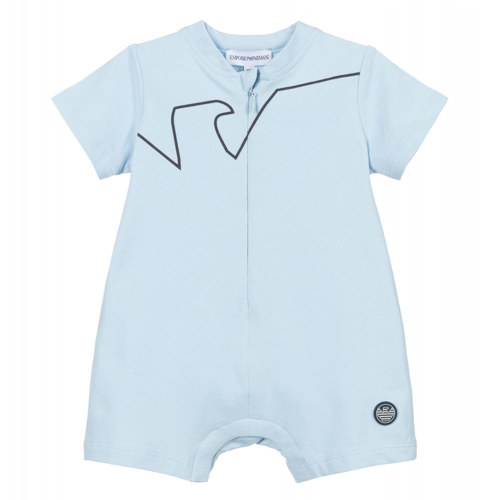 Emporio Armani - Blue Cotton Piqué Shortie | Childrensalon