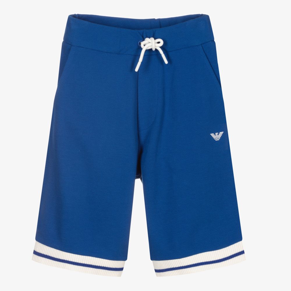 Emporio Armani - Blue Cotton Piqué Shorts | Childrensalon