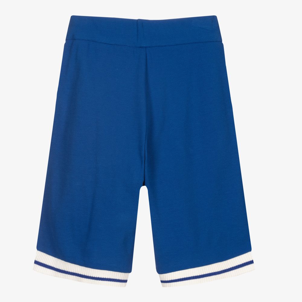إEmporio Armani-شورت قطن بيكيه لون أزرق للأولاد | Childrensalon Outlet