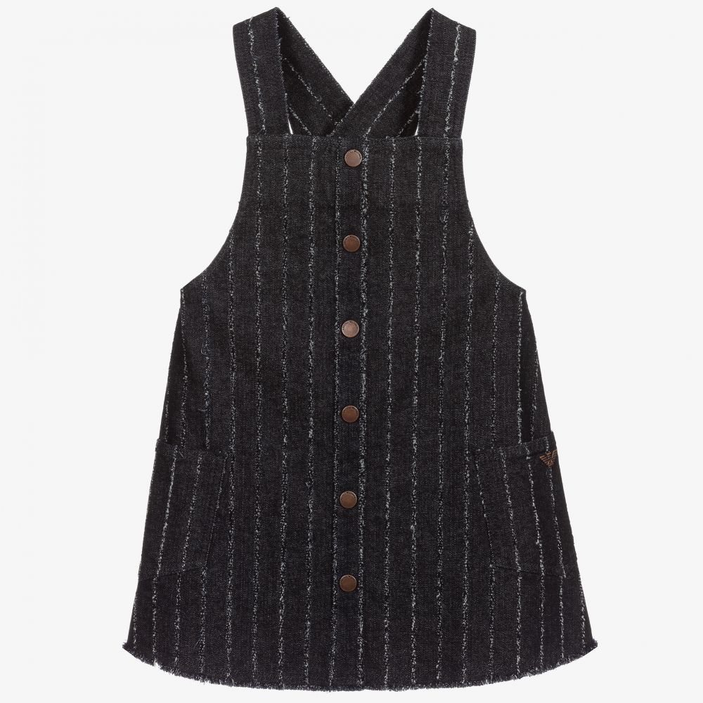 Emporio Armani-فستان بينافور قطن دنيم لون أزرق داكن | Childrensalon Outlet