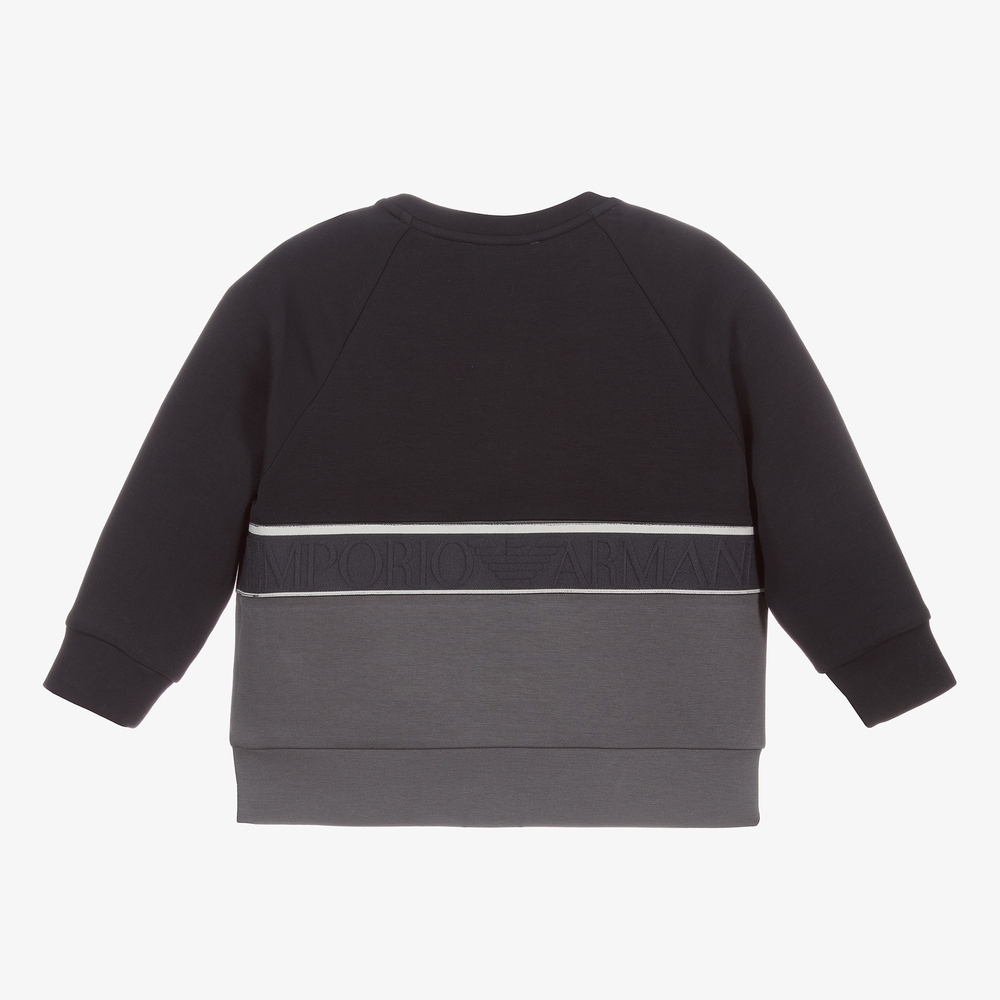 Emporio Armani-Blue & Grey Logo Sweatshirt | Childrensalon Outlet