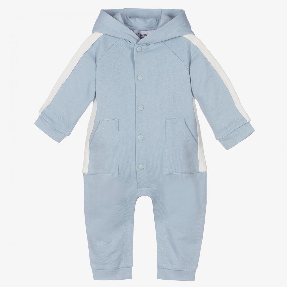 Emporio Armani - Blauer Baby-Overall mit Kapuze | Childrensalon
